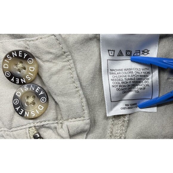 Disney Parks Mickey Mouse Linen Pants Women’s 4 Capri Tan Convertible Roll Up - Picture 14 of 16